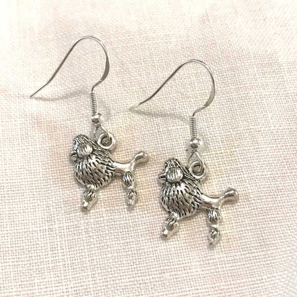 Poodle Silver Earrings Sterling - Picture 1 of 4